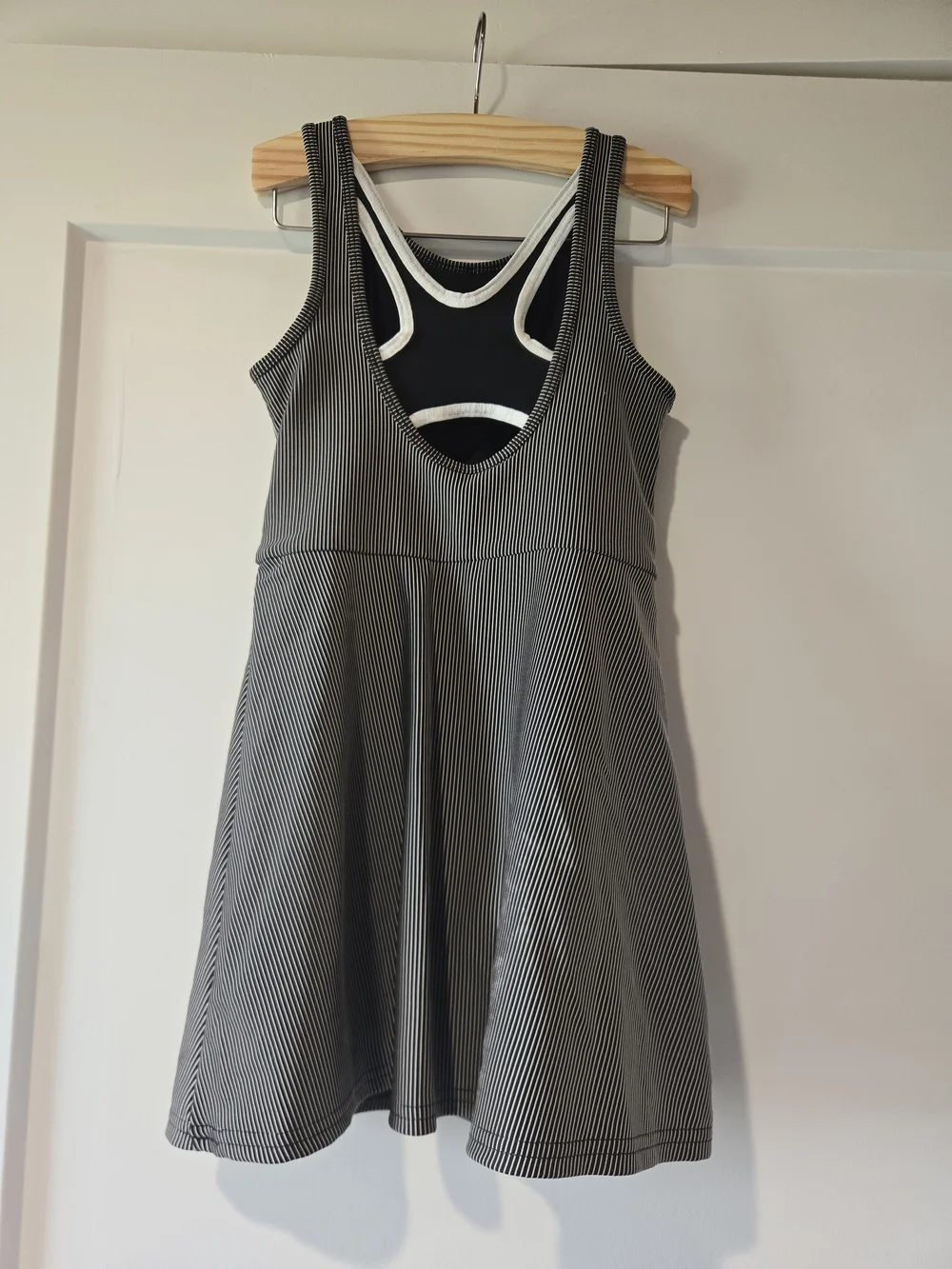 Old Navy Black and White Striped Sleeveless A-Line Dress